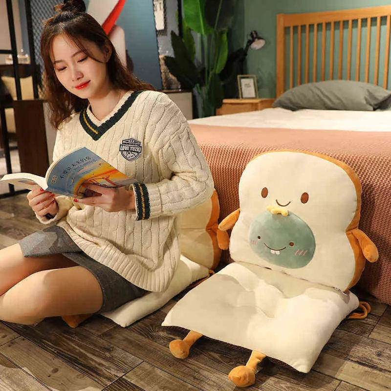 CM Cartoon Toast Bread Siamese Pillow Plush Toy fylld Soft Bear Pig Fruit Dolls for Home Chair Decor Gift J220704