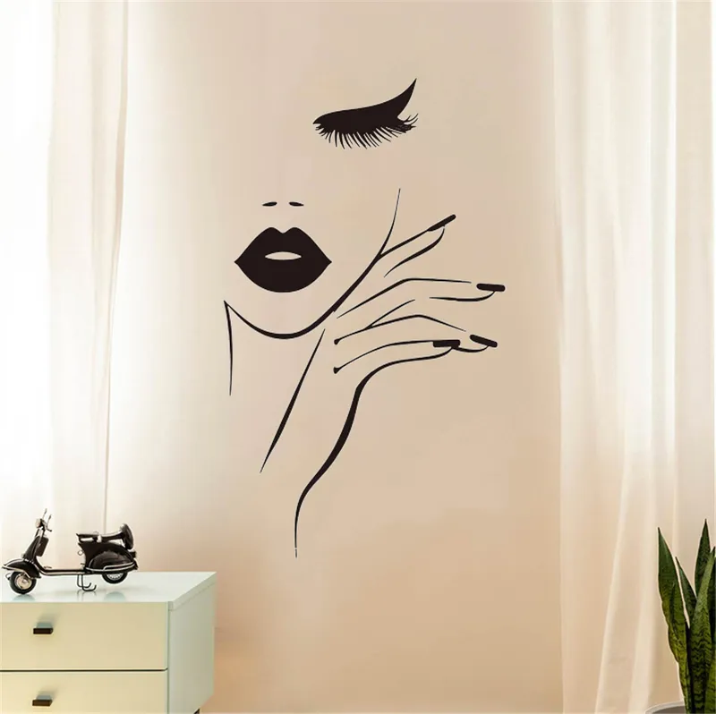 Spa Nail Manucure Salon De Coiffure Wall Sticker Mode Femme Cils Studio Sticker Vinyle Accueil Fenêtre Décor Amovible 220727