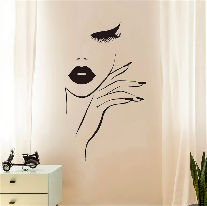 Spa tırnak manikür kuaför salonu duvar sticker moda kadın kirpik stüdyo duvar çıkartma vinil ev pencere dekor çıkarılabilir 220727
