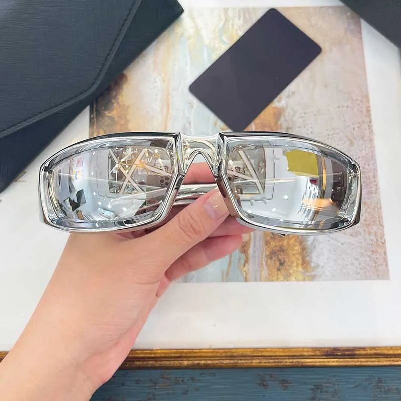 Mode occhiali p hembanan solglasögon spr29y rektangulär ram silver sportstil glasögon spr 25 nylon material toppkvalitet wi306w