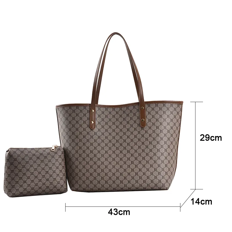 Läder damer handväskor lyxdesigner tote axelväska för kvinnor pläd stor kapacitet shopping handtag väskor dropshipping