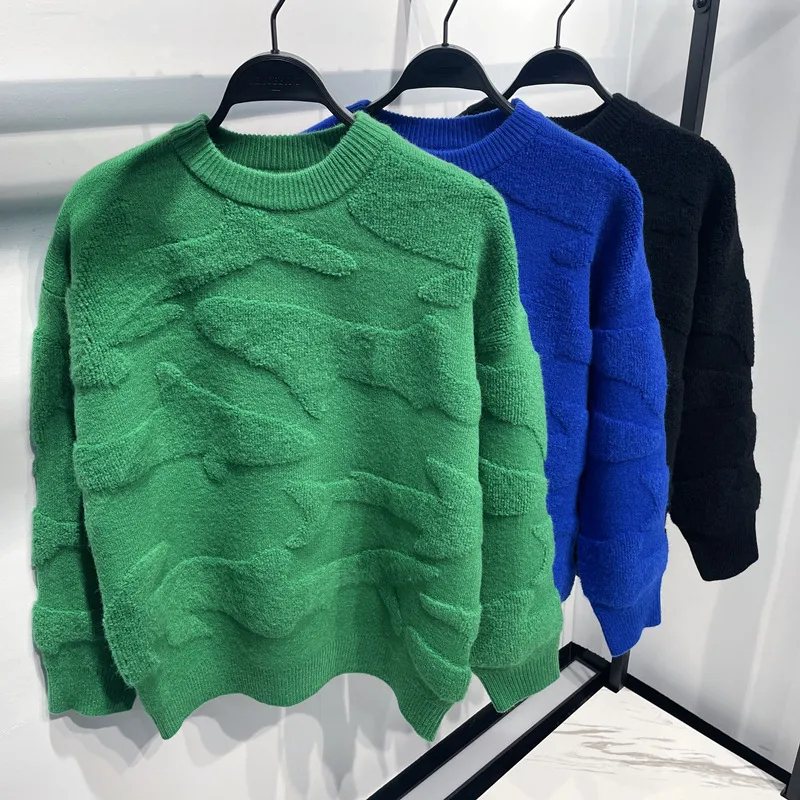 남자 스웨터 캐주얼 코트 재킷 의류 의류 겨울 녹색 양모 남성용 스웨터 패션하라 주쿠 니트 남성 풀오버 카사코스 98409 L220826