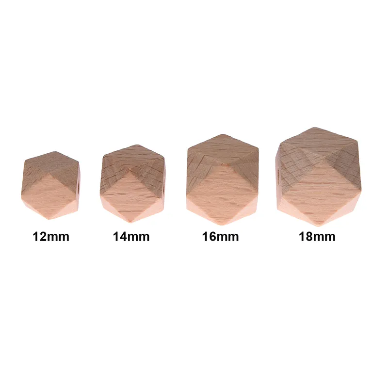 Beech Wooden Hexagon Beads Size