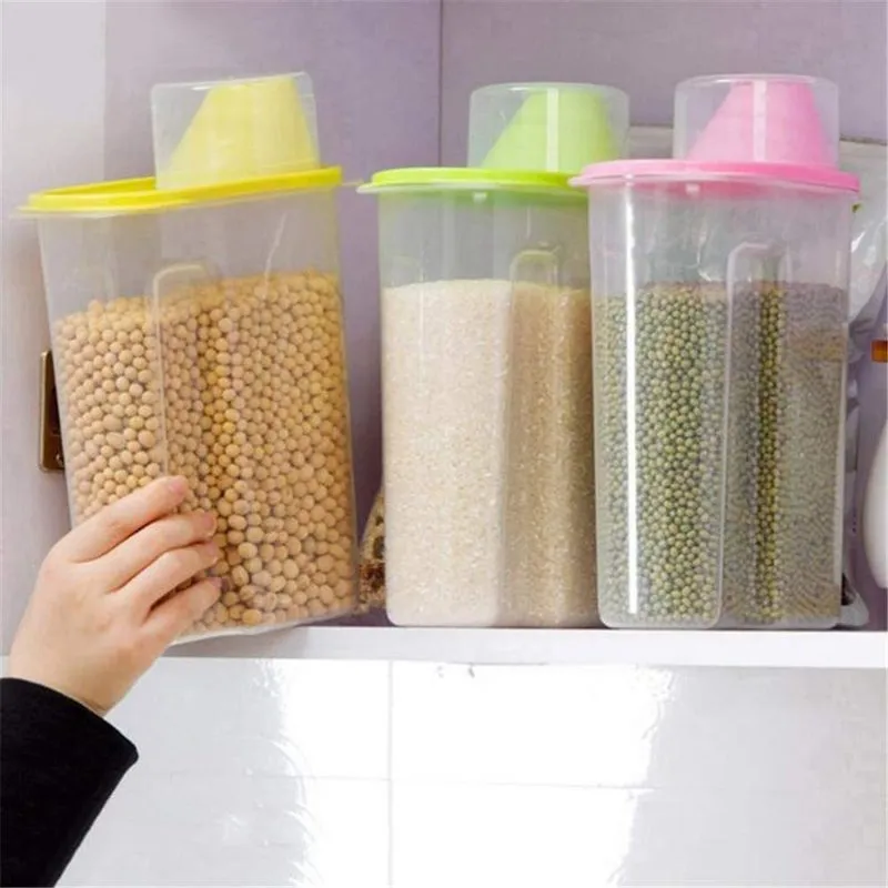Plastic Cereal Dispenser Storage Box Cozinha Alimentos Recipiente de Arroz