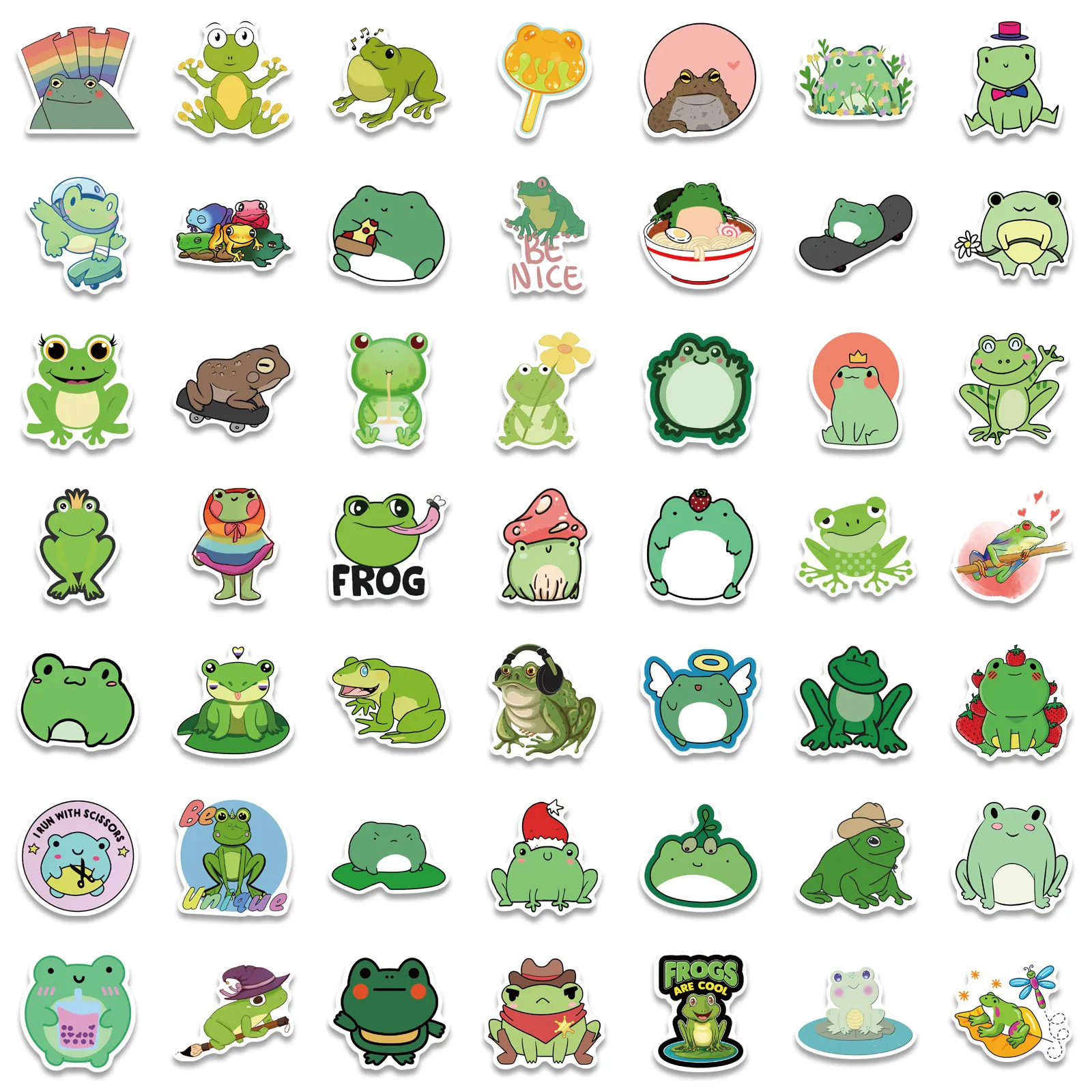 100 Waterproof Frog Sticker Aesthetic Kartun For DIY Graffiti On Guitar ...