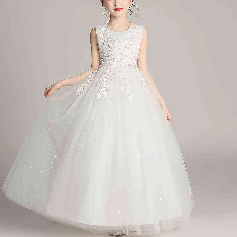 Abiti bambini ragazze Flower Ball Gown Compleanno Festa di nozze Princess Banquet Summer Sleeveless Children's Long Dress Y220510