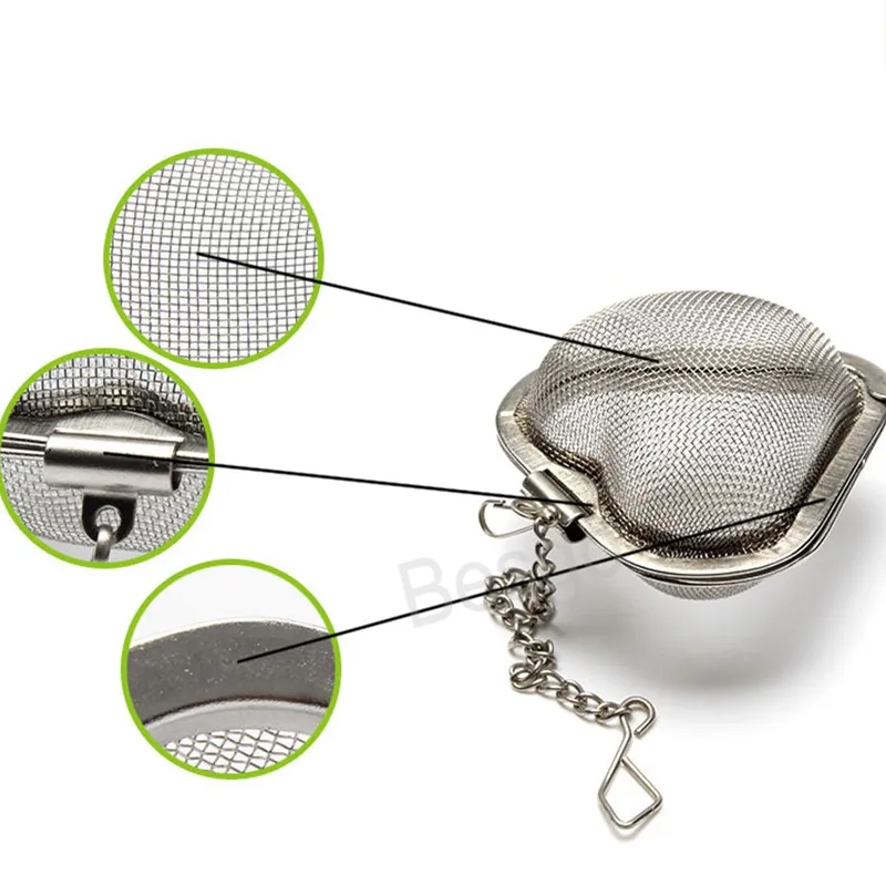 Rostfritt stål Tea Leaf Silter Hjärtformad Tea Infuser Portable Herbal Spices Strykjärn Hjärtformad Mesh Gör filter BH6370 TYJ