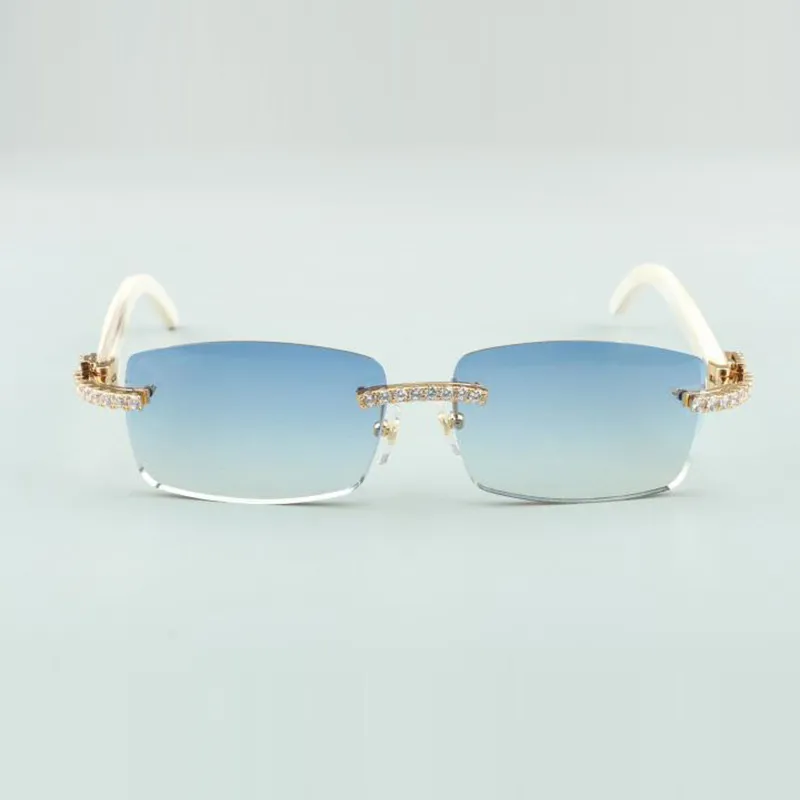 Endlose Diamond Buffs-Sonnenbrille 3524012 mit naturweißen Hörnern und 56-mm-Linse298P