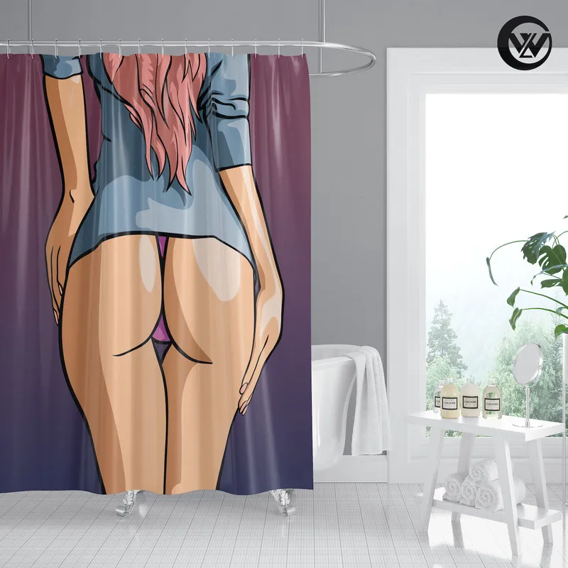 Cortina de chuveiro moderno 3d lindo nude sexy bunda impermeável acessórios de banheiro conjuntos de decoração de casa decoração 220429