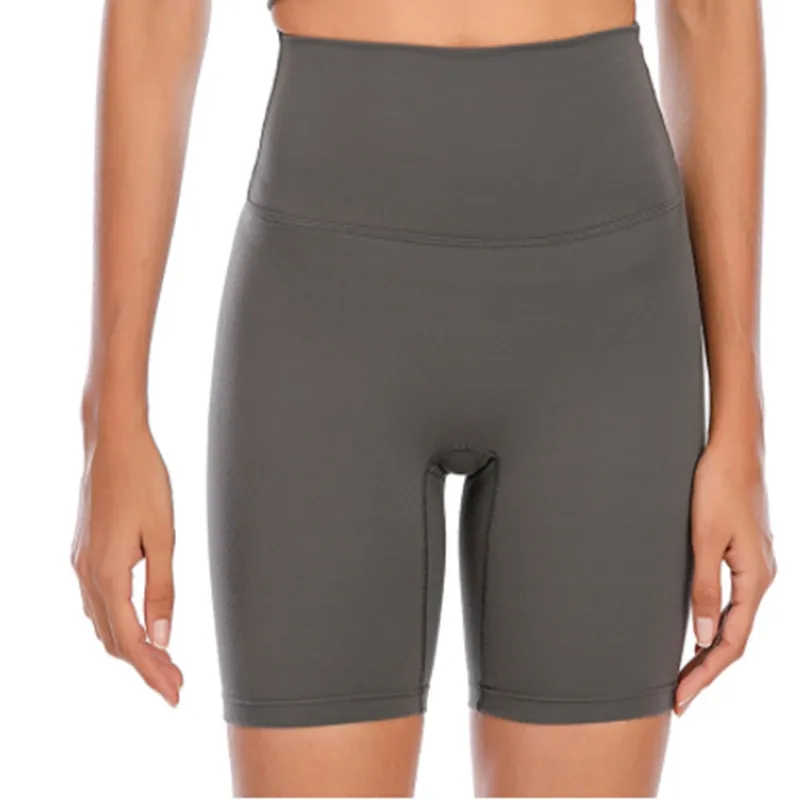 Lu-088 Sports de ioga feminina shorts de fitness Cintura alta Slim Rápido seco respirável de alta elasticidade Material de nylon calças Mulheres Bom top