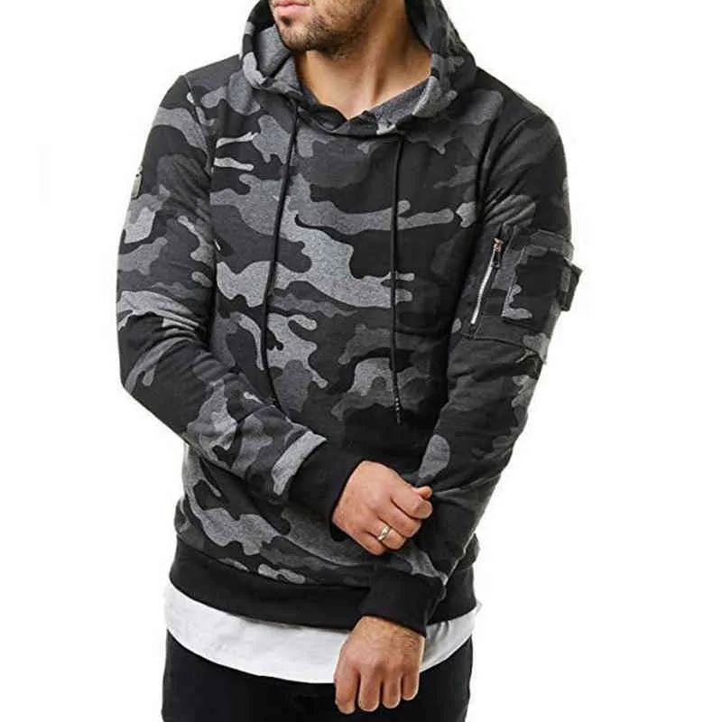 New Men Camouflage Hoodies Sweatshirts Zipper Hoodie Men Sweater Solid Color Man Hoody Sweatshirts For Male L220801