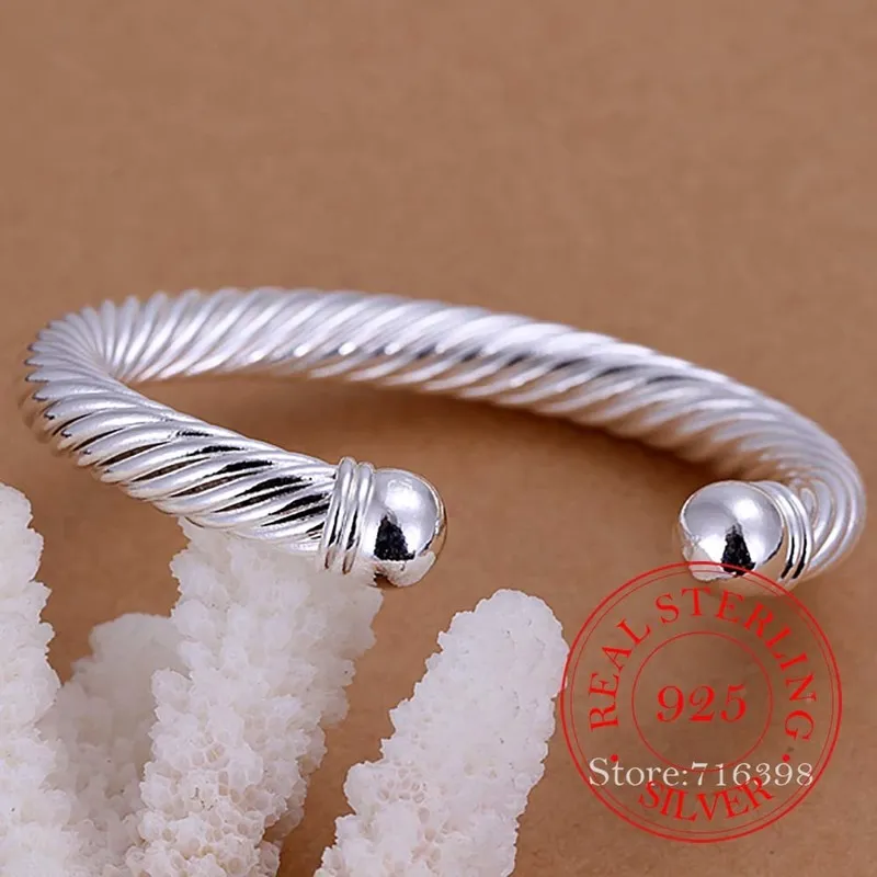 925 Серебряные браслеты стерлингов мужчины извращенное кабельное браслет антикварный бренд винтажные браслеты рождественские подарки женская манжета браслет 2207164203346
