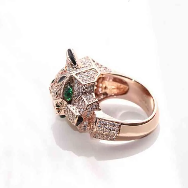 Популярное кольцо с головой леопарда, инкрустированное бриллиантами, шафрановый гранат, гепард, темперамент, подарок для мужчин и женщин3309720
