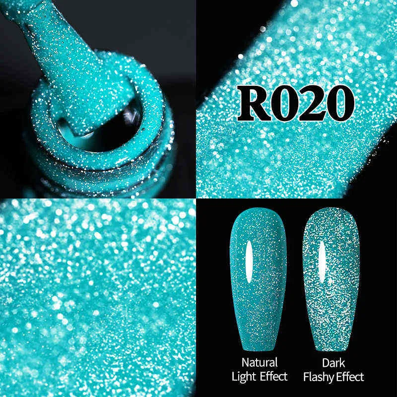 NXY Nail Gel Neon Reflective Glitter Polish Fluorescence Orange Blue Green Semi Permanent Soak Off Uv Led Art 0328