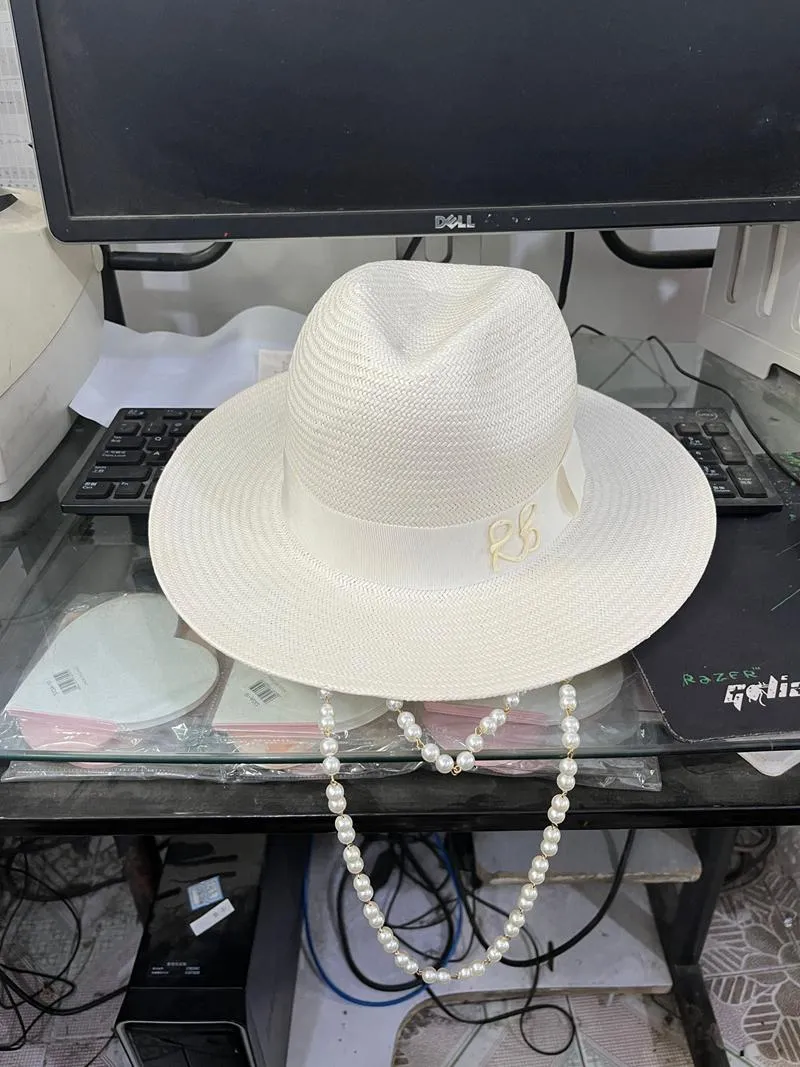 Hats de borde anchos Llegada de verano Strap de doble cadena Fedora Straw para mujeres en todas las mujeres 272R