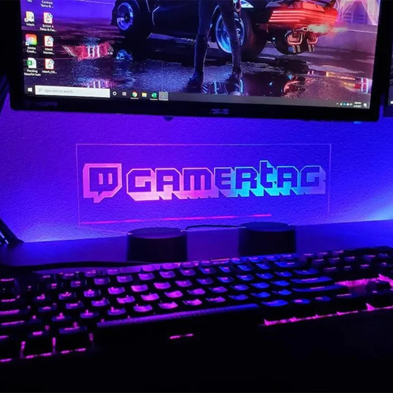 Custom Twitch Gamer Tag 3D LED Night Light Acrílico personalizado Neon Sign Lámpara para Game Player Computer Desk Decor 220623