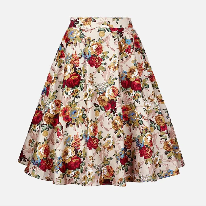 Ankomst sommar en linje vintage blommig kjol 50s pin up stil rockabilly swing kvinnor retro hög midja midi 220317