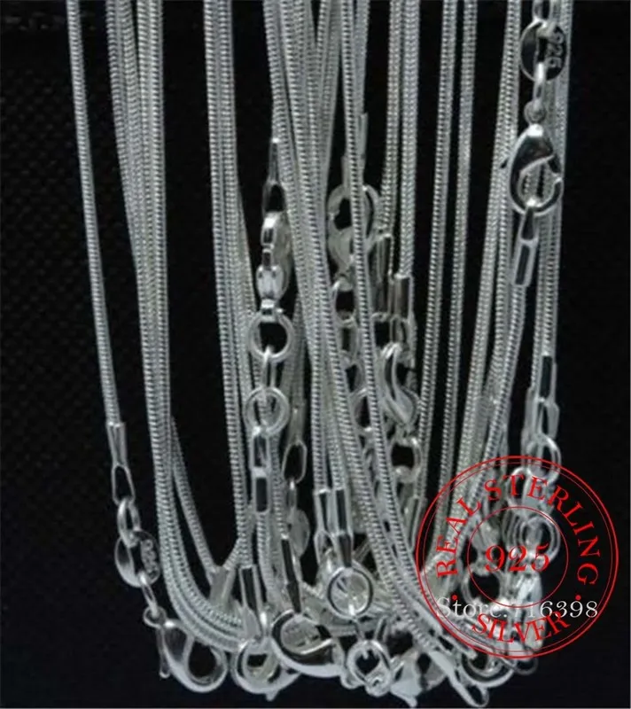 Promoção de lote atacado 925 Colar de prata esterlina Chain de cobra de jóias finas 2mm 16 30 polegadas para homens 220722