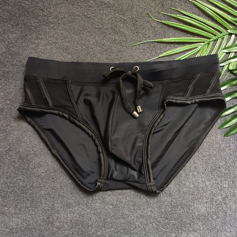 Letnie męskie czarne stroje kąpielowe seksowne siatkowe bikini bikini basenowe basenki z/bez gąbki pad niski talia solidna patchwork bequine 220505