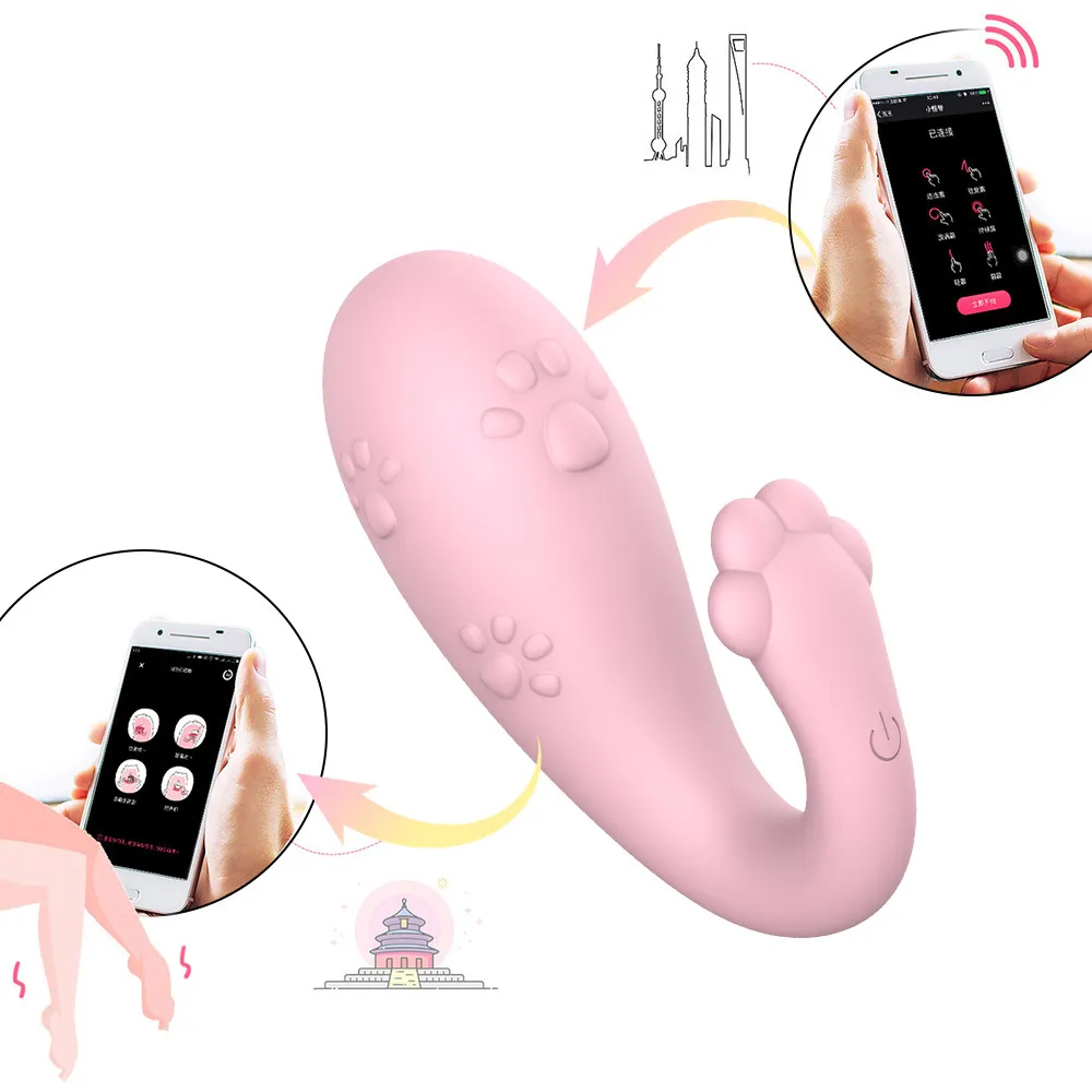 Vibromasseur 8 fréquences Massage point G Silicone APP sans fil Télécommande Bluetooth Connecter des jouets sexy pour les femmes