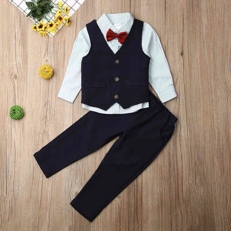 Citgeett Autumn Baby Boys Winter Clothes Men Suit Top JeanPants Vest Jeans Bow Tie Outfits Soft Spring Set J220711