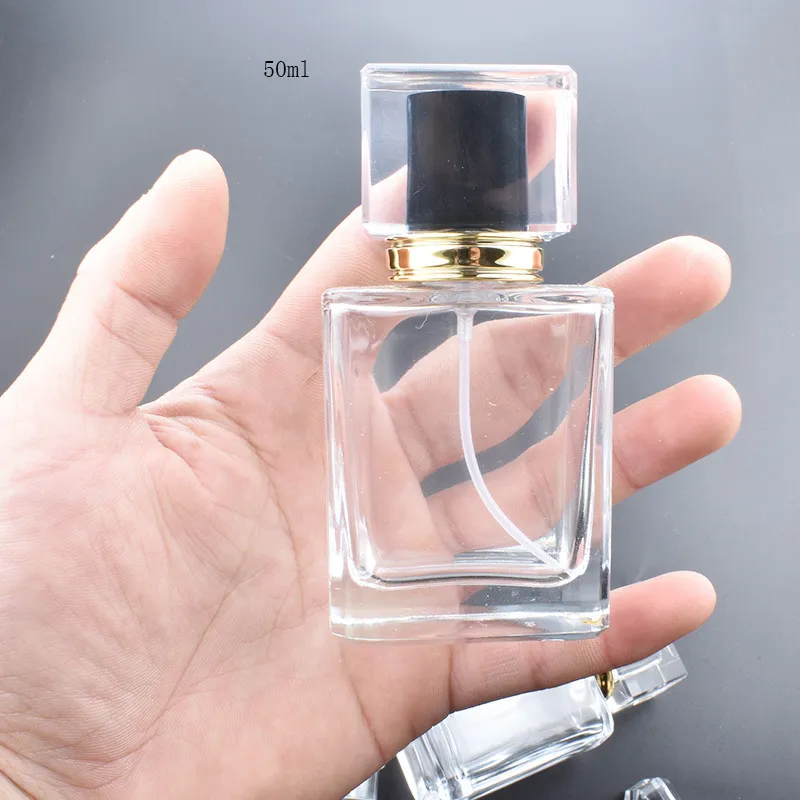 50ml Transparent Black Perfume Bottles Travel Pocket Glass Spray Bottles Empty Bottles Mist Spray Bottle Dispenser Atomizer 220705