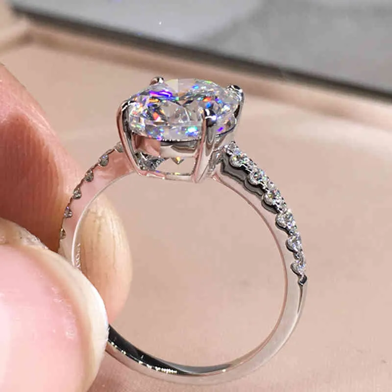 Anello in argento 925 di lusso taglio ovale 1ct 2ct 3ct GH colore gioielli moissanite regalo di anniversario anello di fidanzamento325N