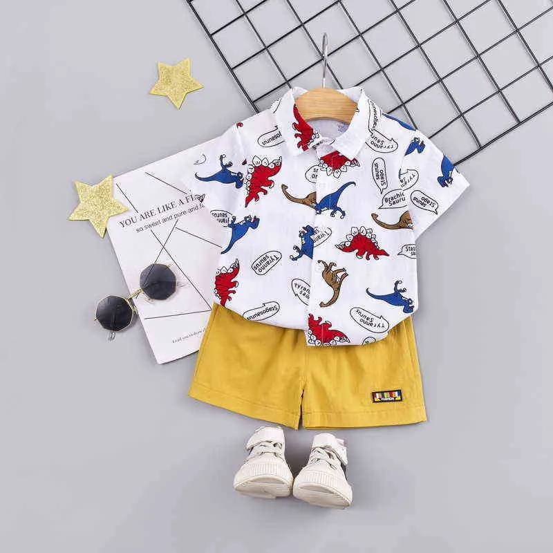 children's Clothing Summer Boy Boy Boy ClothesBaby Collar Blouse Casty Shorts Sets幼児恐竜服Ropa Bebe G220509