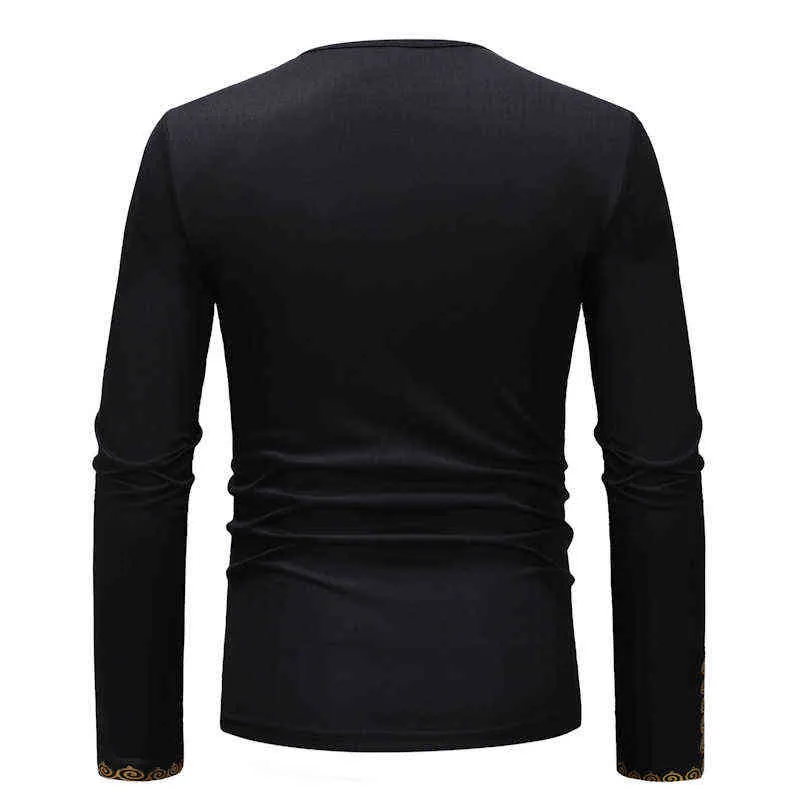 Mens O Neck Long Sleeve African Dashiki Print T Shirt 2022 Autumn New Slim Fit Men African Clothes Streetwear Casual Tee Shirt L220704