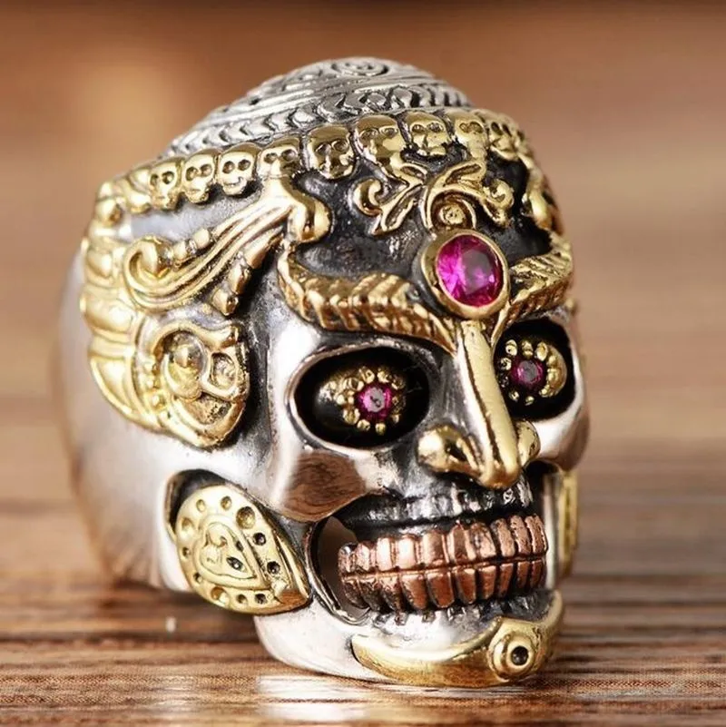 Metal punk de alta calidad anillo de cráneo gótico para hombres joya de ciclismo regalo de halloween