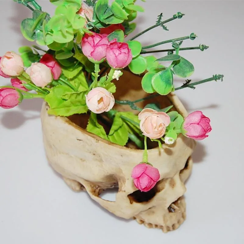 수 지 공예 인간의 치아 교육 해골 모델 할로윈 홈 오피스 꽃 화분 해골 냄비 장식 220614