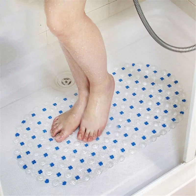 Rektangel PVC Anti-Scid Bath Mats Soft Shower Room Massage Mat Sug Cup Non-Slip Tub Mattan Stor storlek matta 220504
