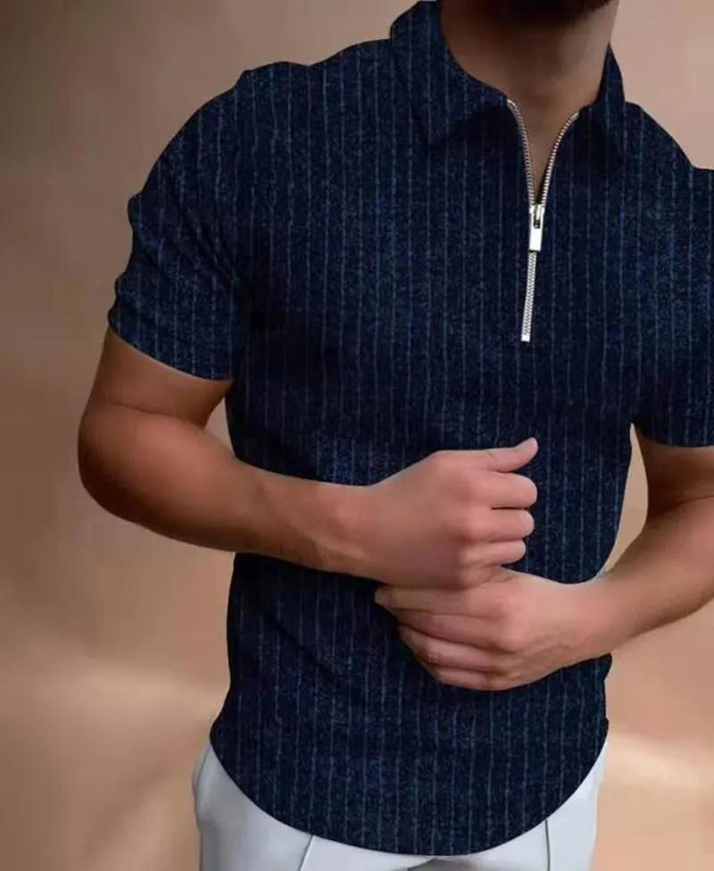 Summer Luxury Men Shirt krótkie rękawie duże luźne ubrania w kolorze zamków błyskawicznych