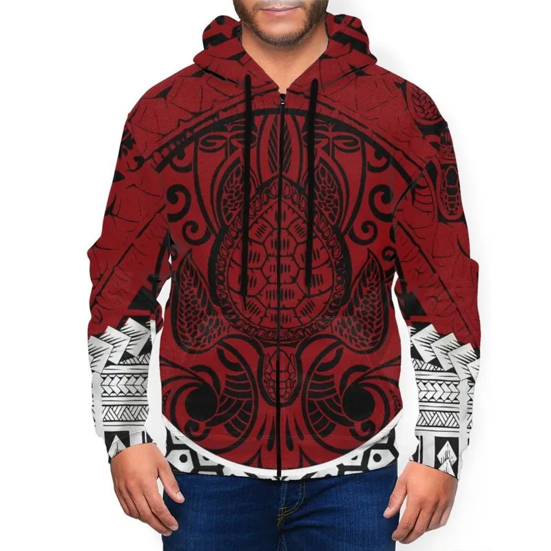 Polinezya Puletasi Erkekler Klasik Rahat Zip Hoodies Sonbahar Kapüşonlu Sweatshirt Hip Hop Külotu Tops OEM DIY Toptan 220722