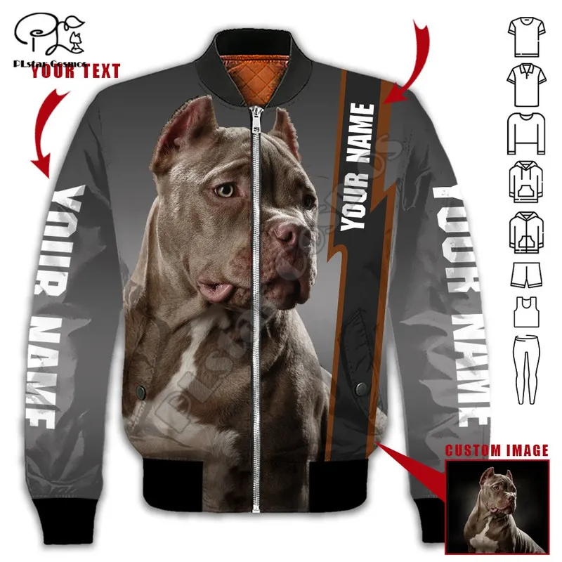 Plstar Cosmos Pit Bull Dog 3D Printed Flight Bomber Jackets płaszcz dresowy zima grube ponadwymiarowy w stylu długiego rękawa P26 220704