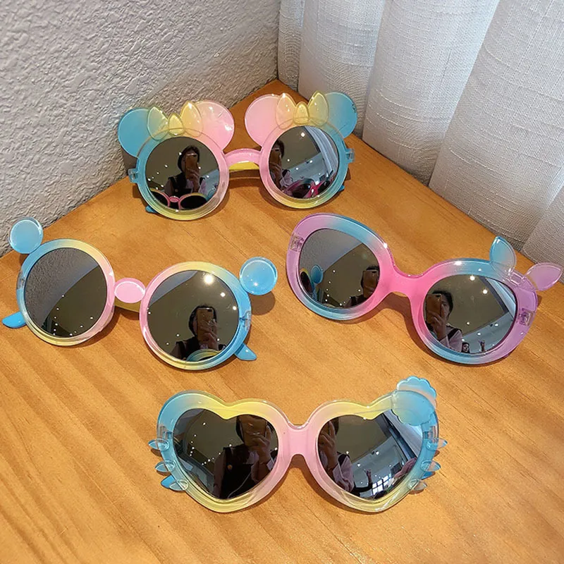 الأطفال لطيف التدرج الألوان الكرتون دب القط الأرنب البنات الفتيان الفتيان في الهواء الطلق تزيين UV الحماية الأزياء النظارات 220705