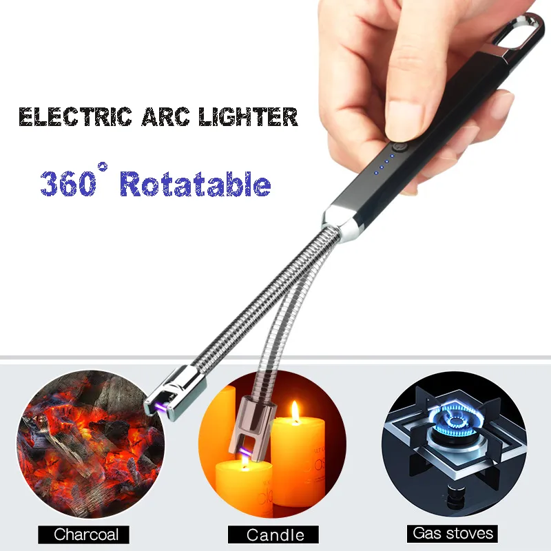 Ljusljusljus vindtät elektrisk BBQ -båge tändare med kraftdisplay för ljuspis spis BBQ köksgrillar
