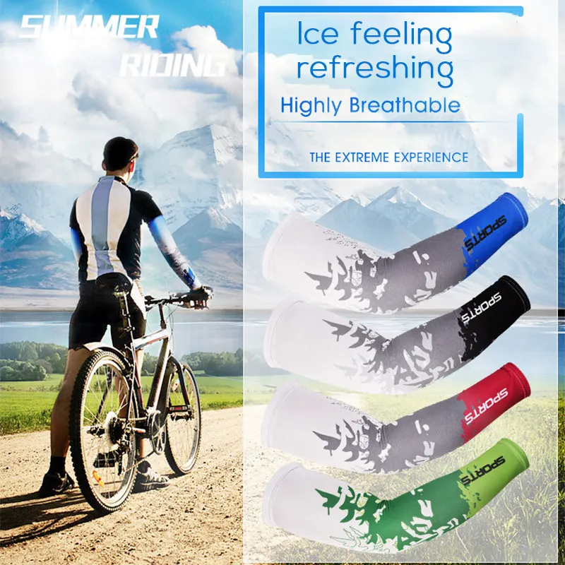 Cycling Sunscreen Anti-UV Arm Sleeves Ice Silk Fabric Basketball Outdoor Volleyball Sleeves Sport Fitness Arm Warmers