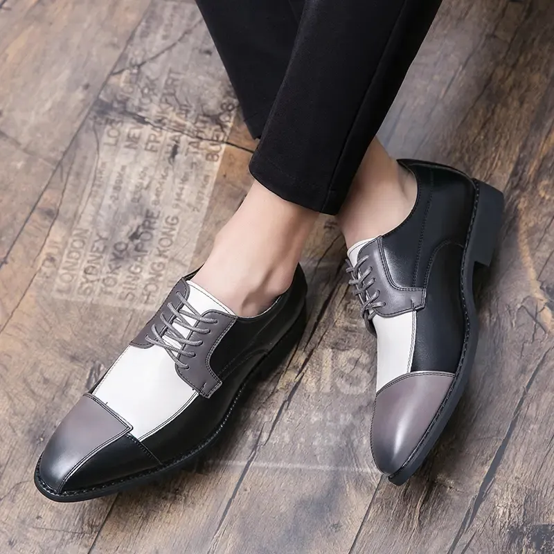 أحذية عالية الجودة من أكسفورد الرجال بو أزياء الجلود المدببة بأصابع القدم تريند تتوافق