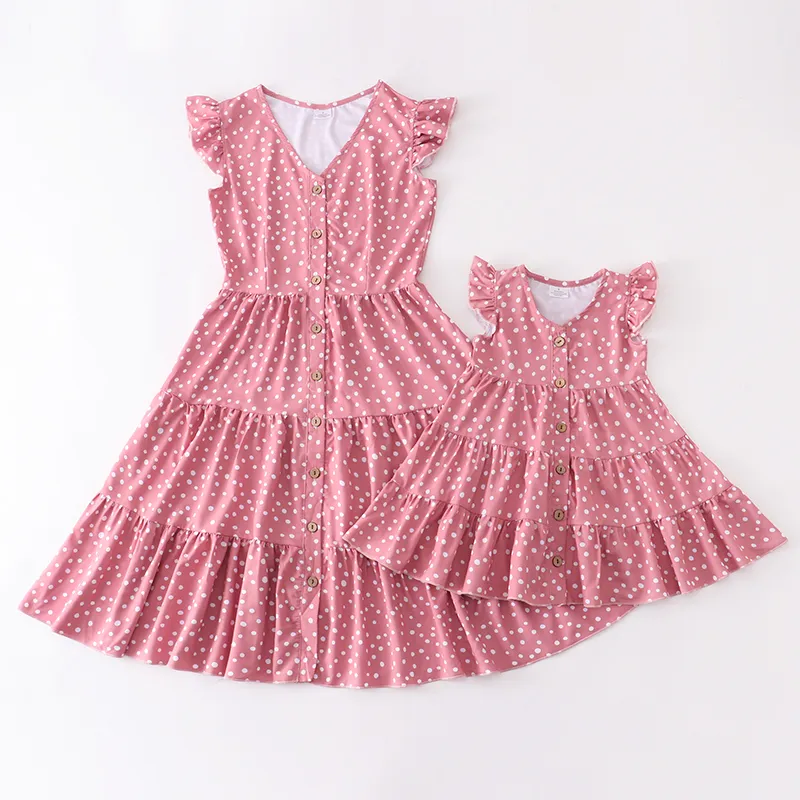 GILLYMAX Niepodległość Dzień 4 lipca Summer Baby dziewczyny mama me butique dziecięce ubrania Stripe Floral Milk Sukienka Kidswear 220531