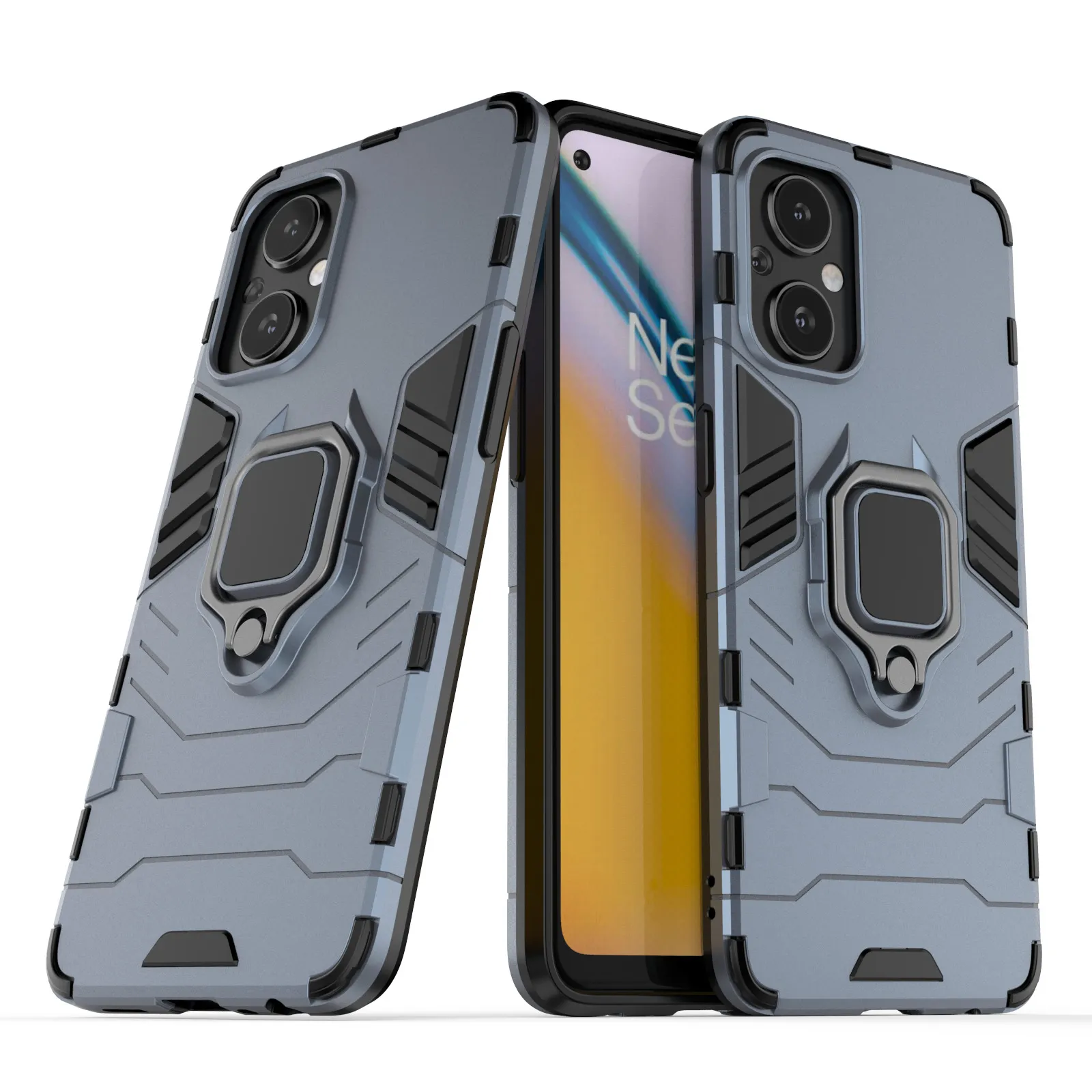 Armor Shipe Resture Case для OnePlus 8T 9 8 7T Pro NORD 2 N10 CE 5G N100 N200 N20 HE 5G N100 N200 N20 Hard PC TPU Bamper Metal кольцо задняя крышка