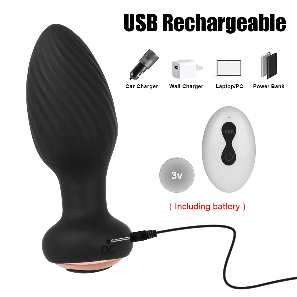 Plug anal vibrateur Massage de la prostate produits pour adultes jouets sexy pour femmes hommes Gay 7 Modes rotatif bout à bout télécommande sans fil