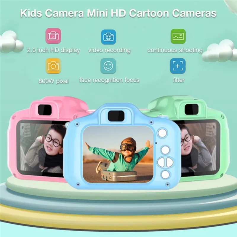 Niños Cámara para niños Juguetes educativos para regalo de bebé Mini cámara digital 1080P Cámara de video de proyección con pantalla de 2 pulgadas