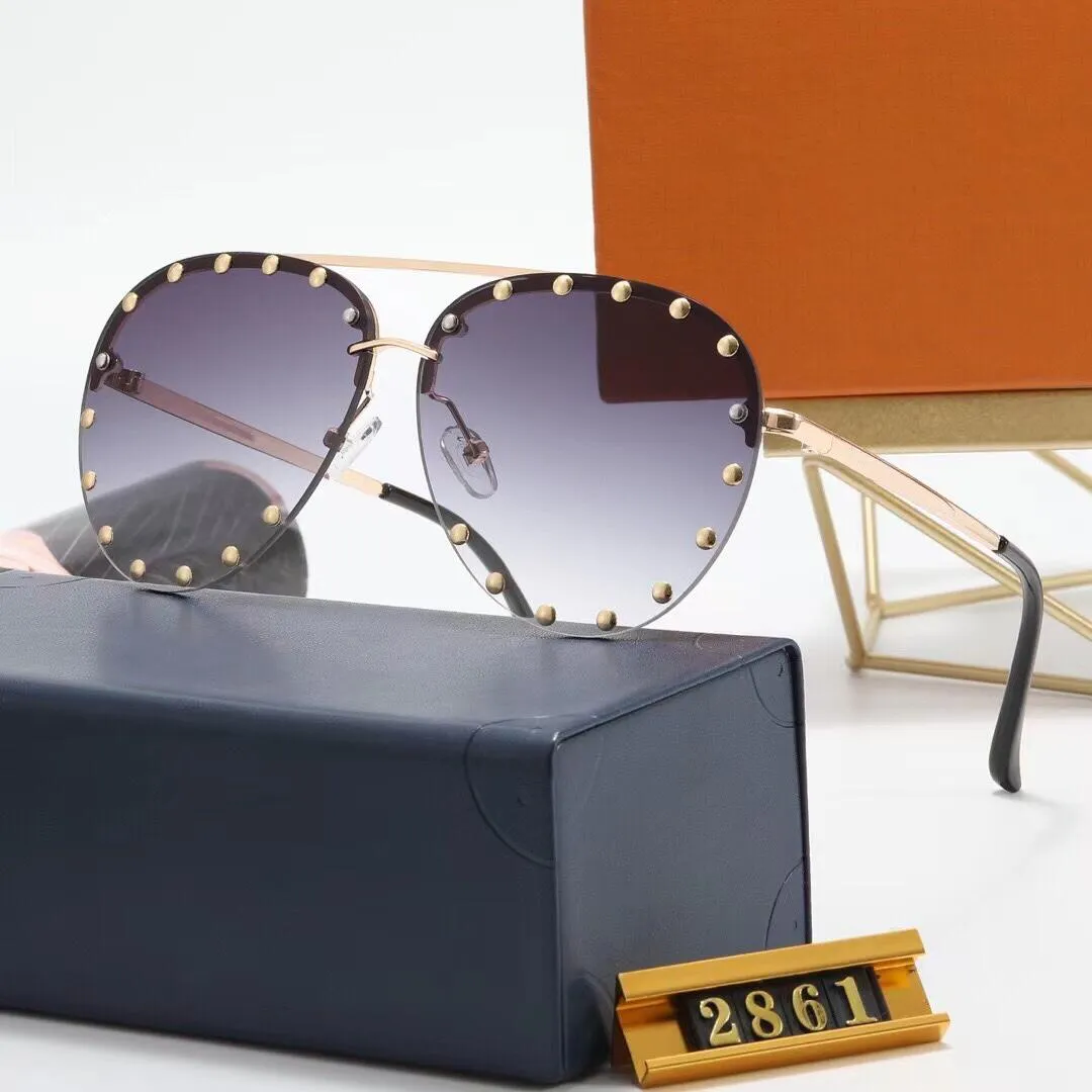 The Party Pilot Sunglasses Studes Gold Brown Shaded Sun Glasses Women Fashion Rimless sunglasses eye wear with box269S