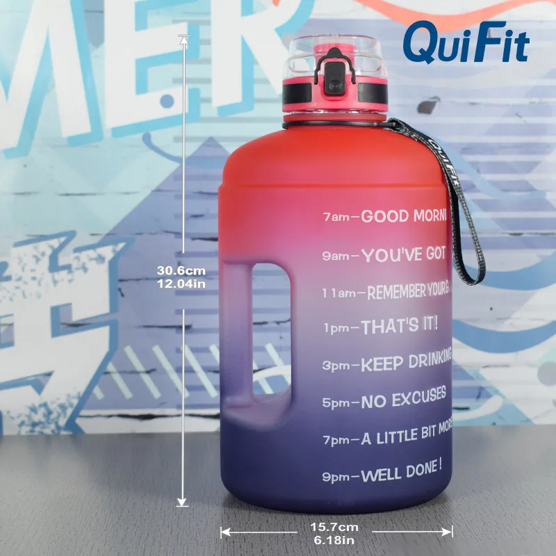 Quifit2.2L/3.78Lbouncing straw sports gallon water bottle fitness/home/outdoor, making it dust-proof and leak-proof 220418