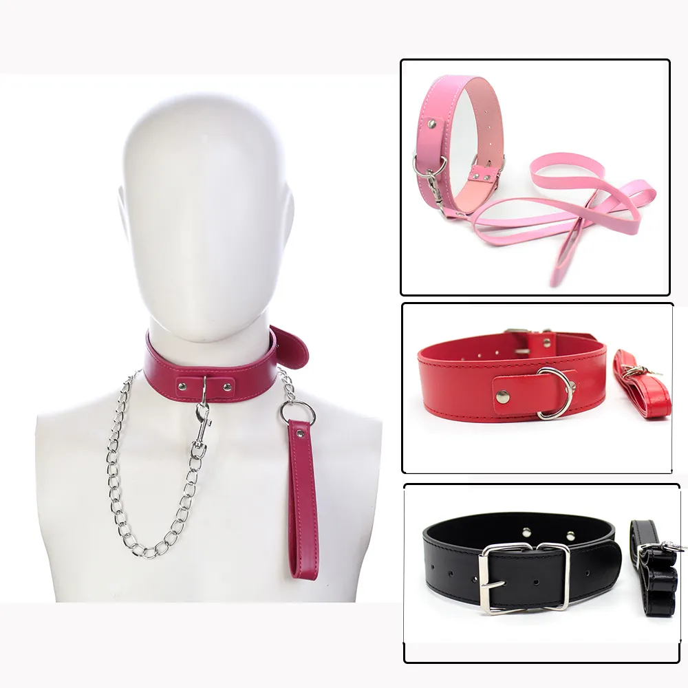 BDSM Bondage sexy Halsband mit Leine PU-Leder Fetisch Sklavengeschirr Halsband Halskette SM Fesseln Spielzeug für Erwachsene