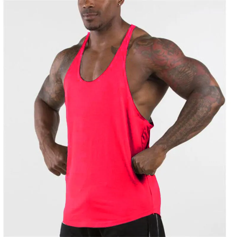 Muscleguys Gyms Singlets Mens Blank Tank Tops 100% Cotton Sleeveless ShirtBodybuilding Vest and Fitness Stringer Casual Clothes 220621