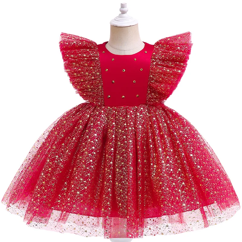 Flower Vintage Embroidery Baby Girls Dress Clothing Tulle Tutu Party Elegant Girls Princess Dress Kids Vestidos 220707