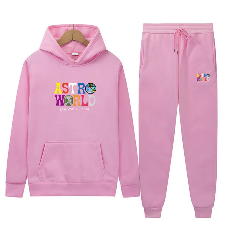 Kawaii eşofman kadın 16 renk iki parça set astro world hoodies sweatshirt pantolon davlumbaz jogging spor giyim kıyafeti 220715