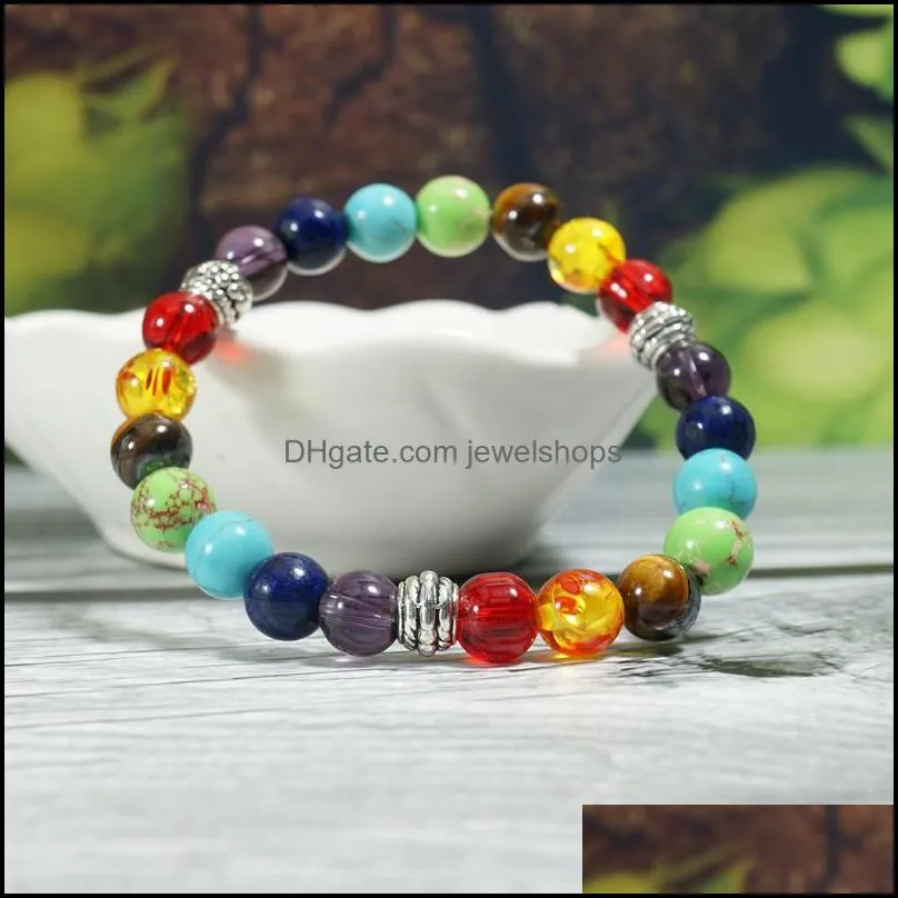 Beaded Bracelets 7 Chakra healing Stone Strands Bracelet Crystal Gemstone Jewelry For Women Yoga Meditation Wholesale